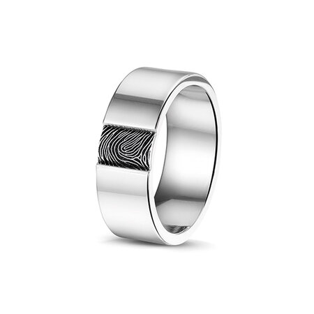 Stalen ring effen gepolijst met vingerafdruk| sy-RS 408 Steel