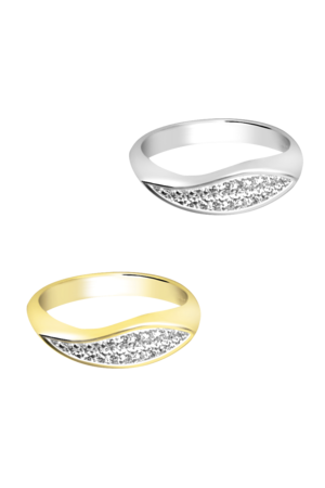 Witgouden dames ring model golvend met briljant | tw-531