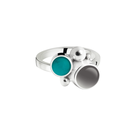 Zilveren elegante asring met maansteen en amazoniet| tw-554