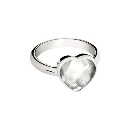 Zilveren elegante asring met hartvormig bergkristal | tw-570