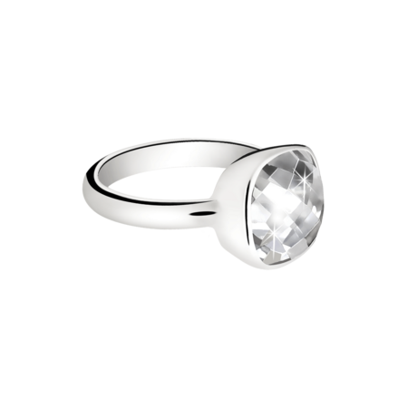 Zilveren elegante asring met kussenvormig bergkristal | tw-572