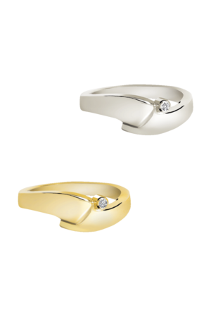 Gouden Elegante as ring met briljant 0.03CT | tw-603