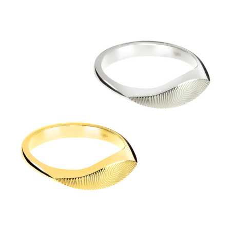 Zilveren elegante as ring golvend model met vingerafdruk | tw-760