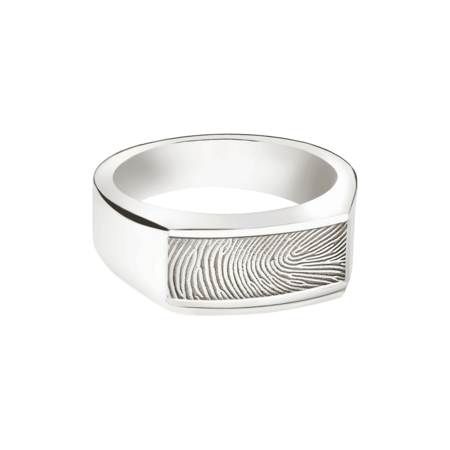 Zilveren elegante as ring rechthoek met vingerafdruk | tw-767