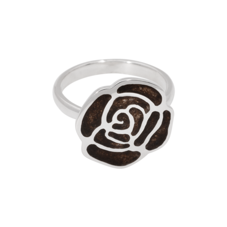Zilveren elegante as ring met gestileerde roos | tw-807