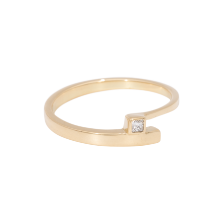 Gouden elegante as ring met briljant 0.04 CT  | tw-822