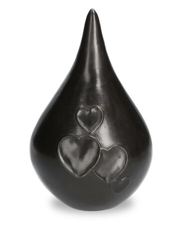 Handgemaakte bronzen druppel met liefdevolle hartjes| ds-B-01L