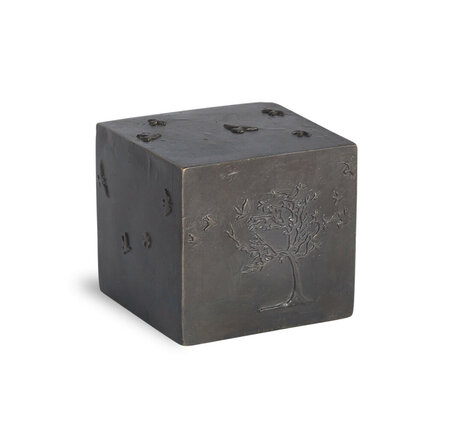 Handgemaakte mini urn van brons kubus| ds-B-05