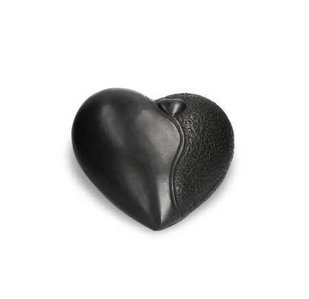 Handgemaakte mini urn van brons hart op hart | ds-B-13