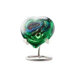 Glazen knuffelsteen hartvormig Memory-line multi color groen | er-U36PHMG