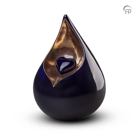 Keramische kunst urn Celest kobaltblauw met goudkleur | fp-FPU 001