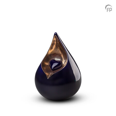 Keramische kunst urn Celest kobaltblauw met goudkleur Small | fp-FPU 001 S