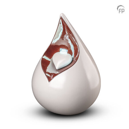 Keramische kunst urn Celest wit met bruinrood | fp-FPU 002