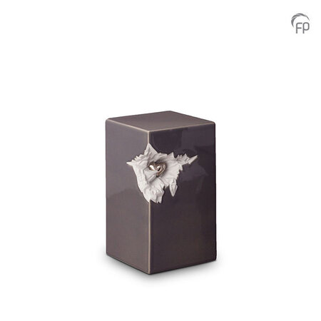 Keramische urn Mastaba antraciet met hartje Medium | fp-KU 015 M