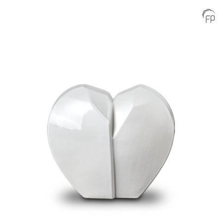 Keramische urn Mastaba glans wit model hart Medium | fp-KU 044 M