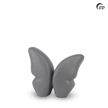 Keramische urn Mastaba vlinder mat lichtgrijs Butterfly small | fp-KU 073 S