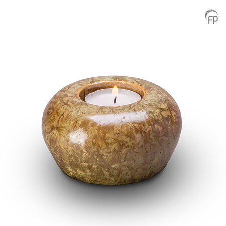 Keramische urn Pottery Bonny okergeel met kaarsenhouder keepsake | fp-KU 303 K