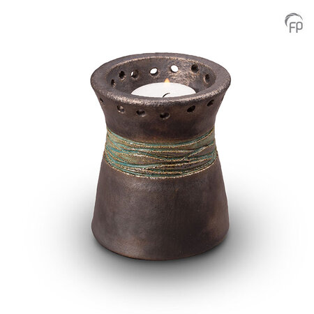 Keramische urn Pottery Bonny metallic en jade groen met kaarsenhouder keepsake | fp-KU 304 K