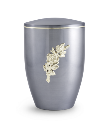 Klassieke metalen sierurn Edition Melina antraciet grijs met roos  | vo-375043