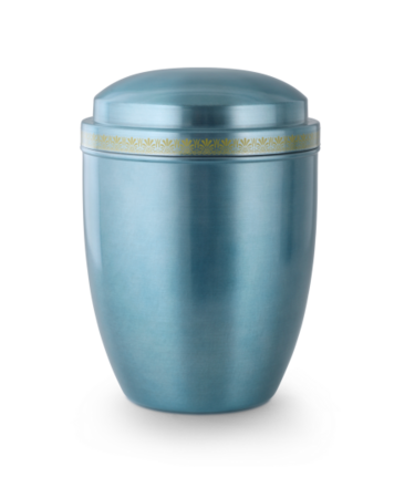 Klassieke metalen sierurn glanzend hemelblauw | vo-749b