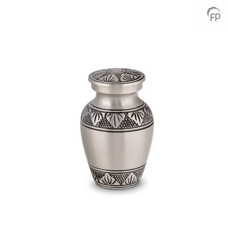 Metalen urn klassiek model in zilverkleur en zwart keepsake | fp-HU 128 K