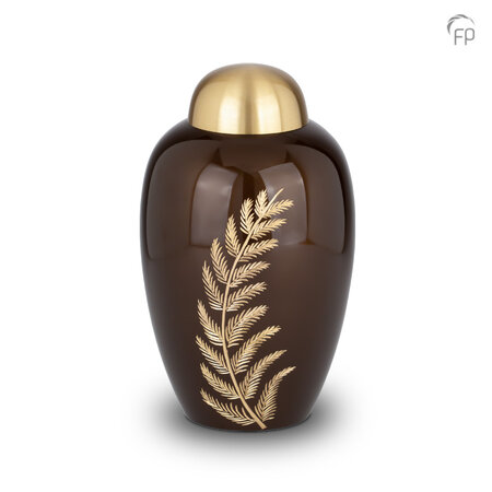 Metalen urn klassiek model in donkerbruin met goudkleur | fp-HU 240