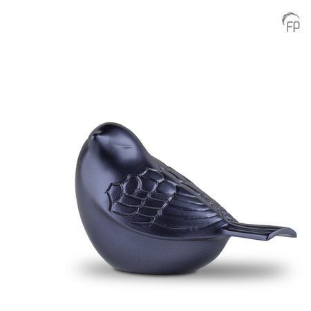 Metalen urn mini model zang vogel saffierblauw keepsake | fp-HU 766 K