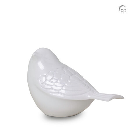 Metalen urn mini model zang vogel wit keepsake | fp-HU 767 K