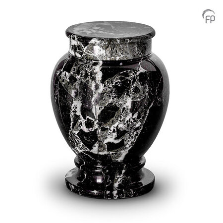 Klassieke natuurstenen urn met karakter in zwart met wit | fp-SU 6781
