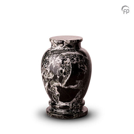 Klassieke natuurstenen urn met karakter in zwart met wit keepsake | fp-SU 6781 K
