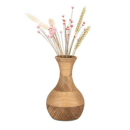 Handgemaakte houten kleine urn vaasmodel licht | mk-LittleVase Eikenhout