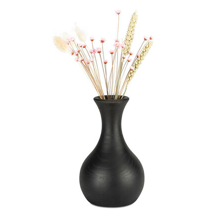 Handgemaakte houten kleine urn vaasmodel licht | mk-LittleVase Eiken mat zwart