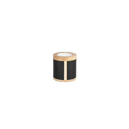 Handgemaakte houten kleine urn waxinehouder | mk-Crossover zwart leer en eiken klein
