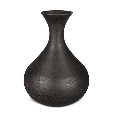 Handgemaakte houten urn vaasmodel mat zwart | mk-Vase Eikenhout mat zwart