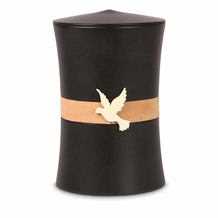 Urn van elshout donker met leren band en duif | wd-UR002