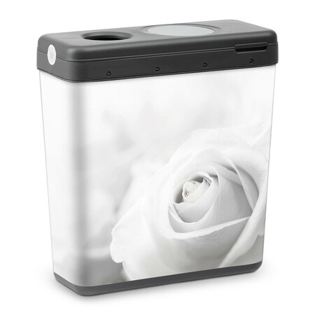 Strooiurn Cinisafe met een witte roos | hp-cini roos