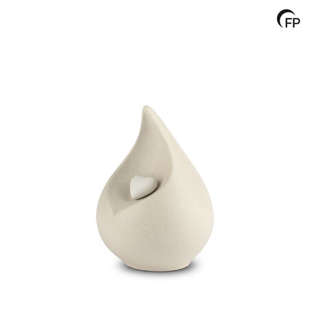 Porseleinen mini urn Celest licht beige met hartje | fp-FPU 047 S