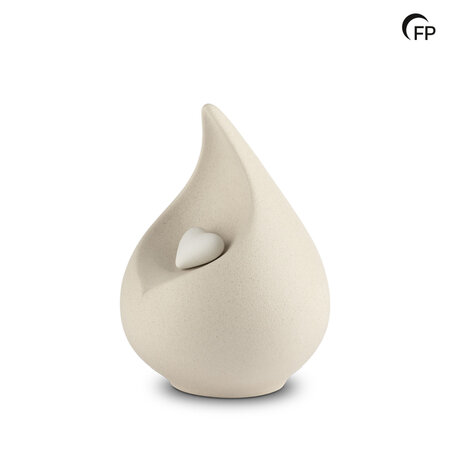 Porseleinen medium urn Celest licht beige met hartje | fp-FPU 047 M