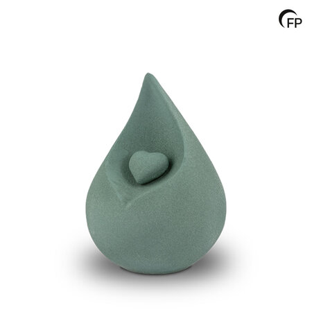 Biologische medium urn Celest model traan met hartje patinagroen | fp-FPU 024 M