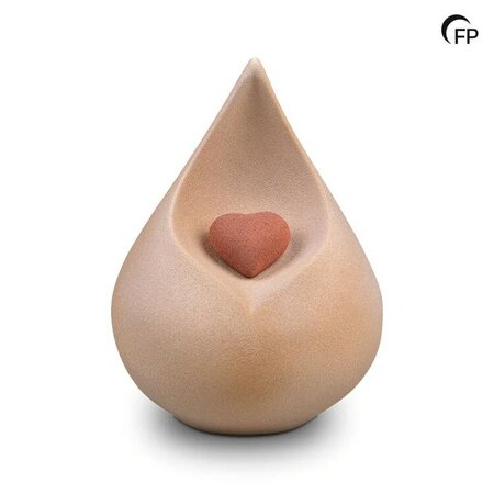 Biologische urn Celest model traan met hartje zandkleur | fp-FPU 021