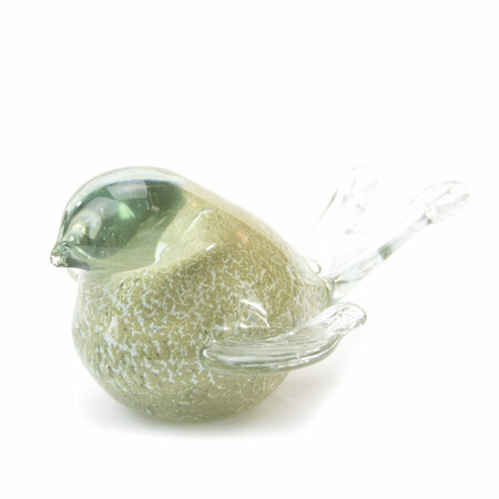 Glazen geblazen vogel urn zandkleurig met vleugel | ls-KUW.12.WH.BG