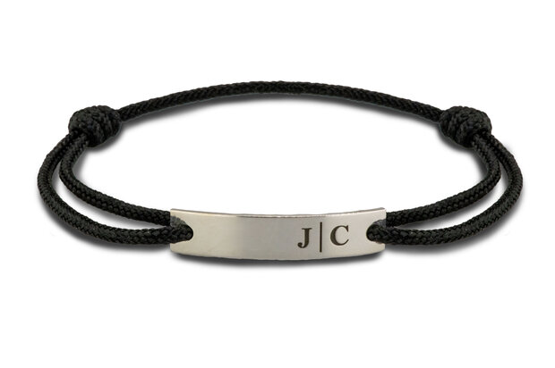 Zilveren plaat vingerafdruk met para cord | sy-BG 013