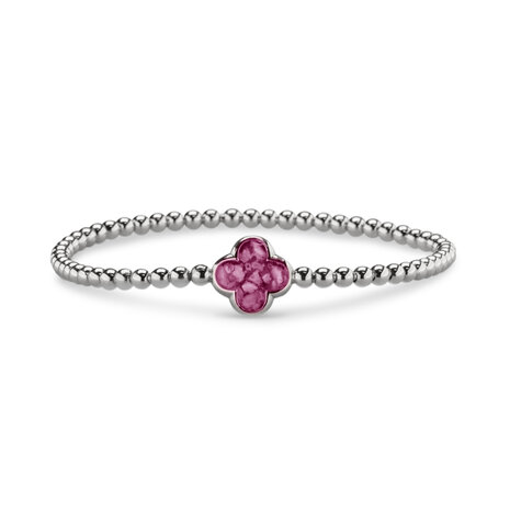 Zilveren bolletjes armband klavertje met zirkonia | sy-BL 015