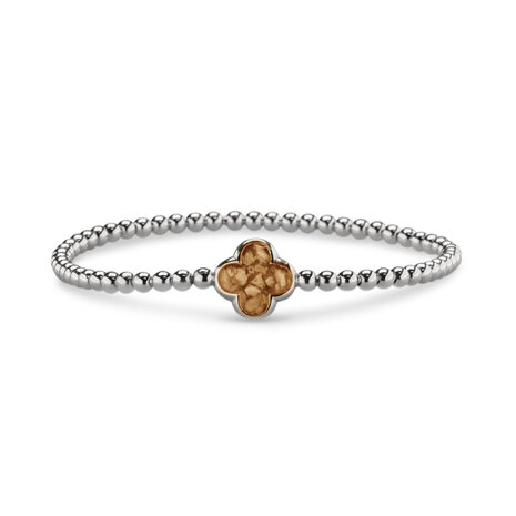 Zilveren bolletjes armband klavertje met zirkonia | sy-BL 015
