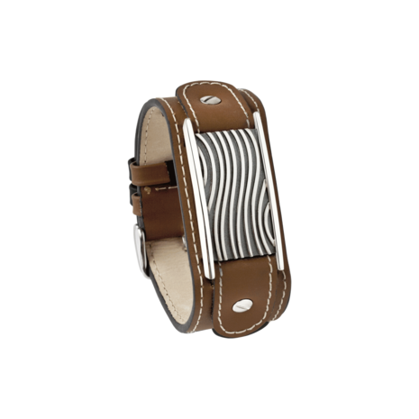 As armband wave, kalfsleren band bruin | tw-406