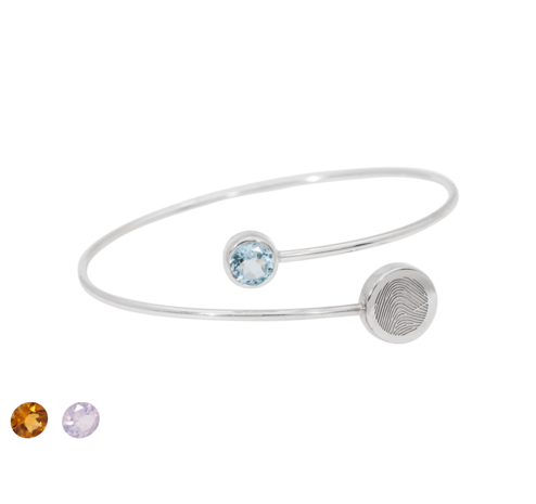 Armband in zilver met briljant in kleur met vingerafdruk | tw-817