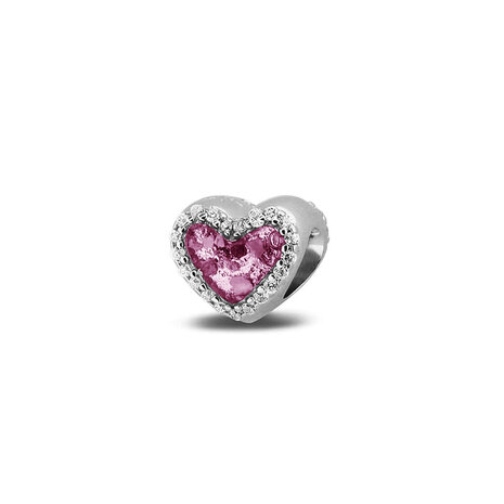 Zilveren bedel hart met zirkonia | sy-803 S