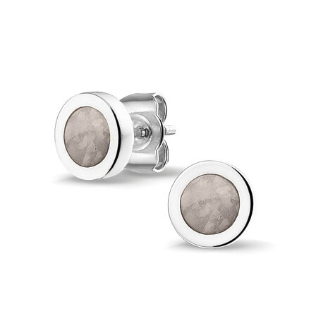 Zilveren as oorknopjes rond | sy-301 S