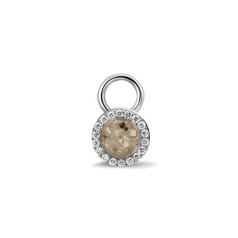 Zilveren as oorbelhangers rond met Zirkonia 8 mm voor aan creolen | sy-314 S