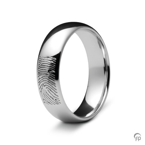 Zilveren ring glanzend Atlantis Memorials  met vingerafdruk 6 mm | fp-RF 01.6